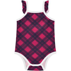 FRODOTGV Dark Red Plaids Baby Bodysuits Girl Cotton Clothes Soft Comfort Baby Sleeveless Undershirts for Infant 3M