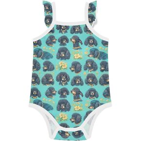FRODOTGV Black Dogs Face Baby Girls' Cotton Bodysuits Soft Comfort Baby Girl Summer Clothes for Infant Toddler 3M