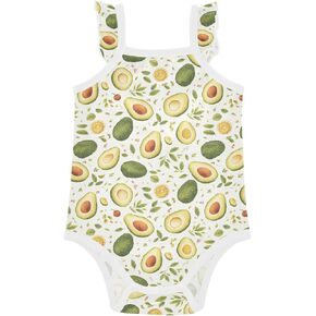 FRODOTGV Cute Avocado White Baby Summer Cotton Bodysuits Cute Soft Baby Sleeveless Clothing for Infant Toddler 3M