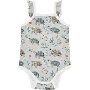 FRODOTGV Cute Turtles Girl Baby Sleeveless Bodysuits Soft Comfort Baby Girl Romper for Infant Toddlers 3M