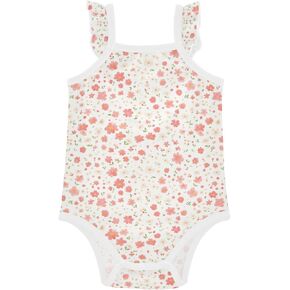 FRODOTGV Light Pink Small Flowers Girl Baby Sleeveless Bodysuits Soft Baby Cotton Outfits for Infant 3M