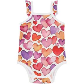 Wudan Cartoon Cute Love Hearts Baby Sleeveless Bodysuits Cotton Soft Month Girls Shirts Toddler Romper 3M