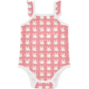 JUNZAN Cute Kittens Pink Red Child Sleeveless Baby Bodysuits Soft Comfort Baby Home Outfit for Toddler Baby Girl