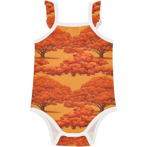 FRODOTGV Red Trees Baby Cotton Sleeveless Bodysuit Cute Soft Girl Summer Clothes for Toddler 3M