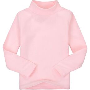 Kids Turtleneck Shirts Cotton Long Sleeve Tees for Girls & Boys, Soft Warm Undershirt, Basic Solid Color Layering Top