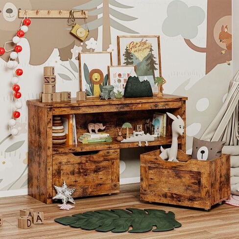 IRONCK Toy Storage Organizer with Drawers, Floor Toy Box with Wheels and Open Shelf, Storage Chest for Nursery, Playroom and Bedroom, White in Saudi Arabia