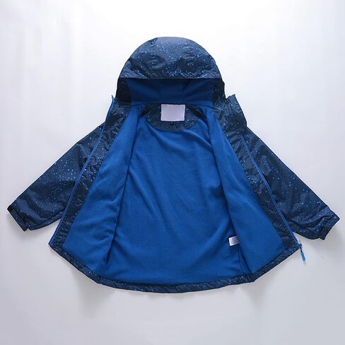 Kids Boys Zipper Rain Jacket Waterproof Lightweight Hooded Raincoat Child's Outdoor Windbreaker Coat with Pocket in Kuwait