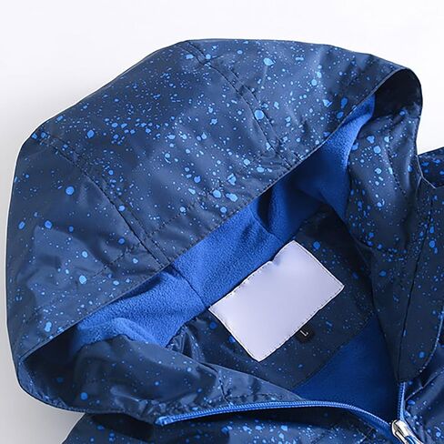 Kids Boys Zipper Rain Jacket Waterproof Lightweight Hooded Raincoat Child's Outdoor Windbreaker Coat with Pocket in Kuwait