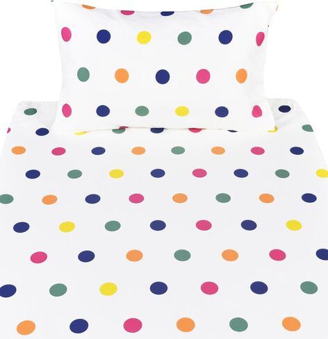 Scientific Sleep Rainbow Dot Colourful 100% Cotton 4 Pc Queen Bed Sheet Set Kids Toddler Teen, Flat Sheet & Fitted Sheet & Pillowcase Kids Bedding Set (Rainbow Dot, Queen) in Saudi Arabia