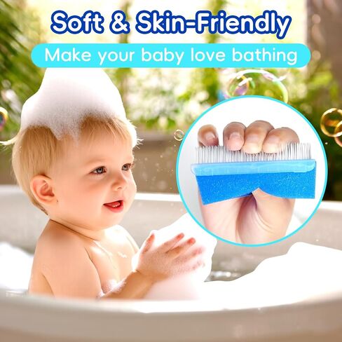 فرشاة غطاء المهد للأطفال ، مجموعة من 5 أساسية من حمامات الأطفال مع حوض اسفنج إسفنجي سيليكون المقبض الطويل مقبض المقبض للأطفال حديثي الولادة الصغار الفتيان (الوردي) in Kuwait