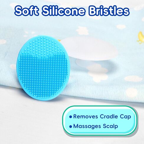 فرشاة غطاء المهد للأطفال ، مجموعة من 5 أساسية من حمامات الأطفال مع حوض اسفنج إسفنجي سيليكون المقبض الطويل مقبض المقبض للأطفال حديثي الولادة الصغار الفتيان (الوردي) in Kuwait