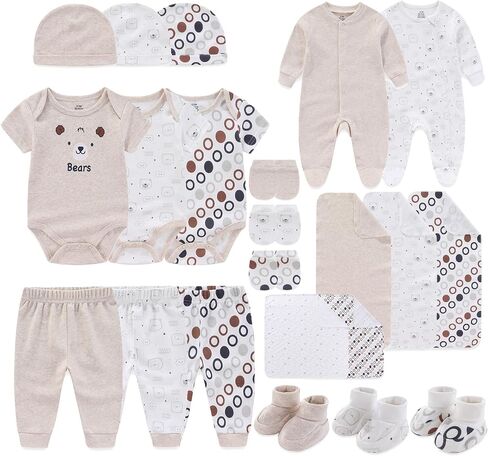 Unisex Newborn Layette Set 22 Piece Gender Neutral Newborn Clothes & Accessories Set Infant Essentials in Kuwait