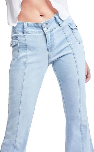YMI Women's Junior Cargo Flare Jean with Side Pockets in Saudi Arabia
