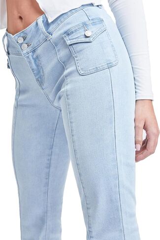 YMI Women's Junior Cargo Flare Jean with Side Pockets in Saudi Arabia