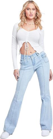 YMI Women's Junior Cargo Flare Jean with Side Pockets in Saudi Arabia