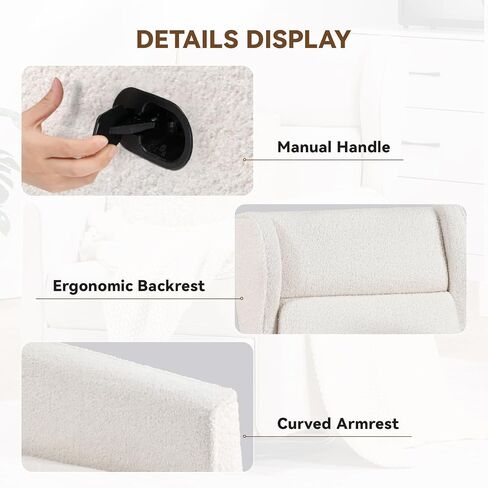 COMHOMA Nursery Rocking Chair Teddy Upholstered Swivel Rocker Recliner Manual Glider Reclining Chair for Living Room Bedroom Offices (Beige, 1 PCS) in Saudi Arabia
