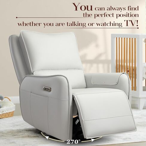 Power Recliner Rocking Chair Nursery Gliders, Electric Swivel Rocker Recliner Chair, Comfy Upholstered Living Room Reclining Chairs with Lumbar Support in Saudi Arabia