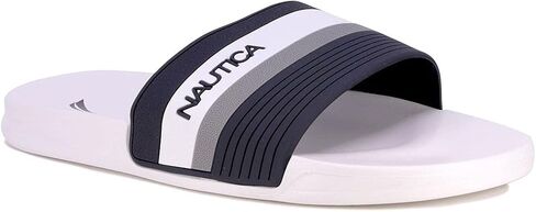 Nautica Men's Shower Sandals Open Toe Soft Slide House Slipper for Indoor & Outdoor-Shower Slippers-Monte-Navy-Size-7 in Saudi Arabia