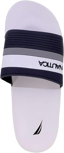 Nautica Men's Shower Sandals Open Toe Soft Slide House Slipper for Indoor & Outdoor-Shower Slippers-Monte-Navy-Size-7 in Saudi Arabia