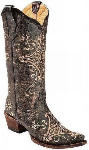Corral Womens Black Crackle/Bone Embroidery, Size: in Saudi Arabia