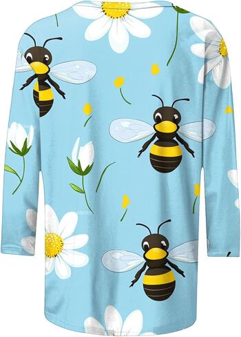 Womens Be Graphic Tees V Neck Bee Festival Costumes Cute Printed Summer Casual T Shirts 3/4 Sleeve Tops Tees in Kuwait