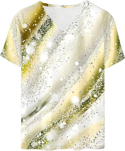 Women's Tie Dye T Shirt Casual V Neck Summer Tops Blouse Loose Fit Short Sleeve Floral Shirts Tunic Cute Graphic Tees in Kuwait