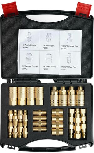 1/4" Air Hose Fittings, 36 pcs Quick Connect Air Compressor Accessories Kit, Air Compressor Fittings with A Sturdy Storage Case, 300 PSI in Saudi Arabia