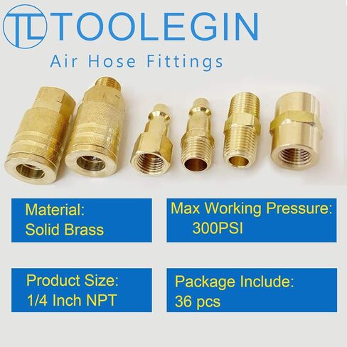 1/4" Air Hose Fittings, 36 pcs Quick Connect Air Compressor Accessories Kit, Air Compressor Fittings with A Sturdy Storage Case, 300 PSI in Saudi Arabia