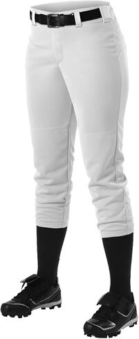 Alleson Athletic Girls Fast pitch Softball Belt Loop Pants, White, Medium in Saudi Arabia
