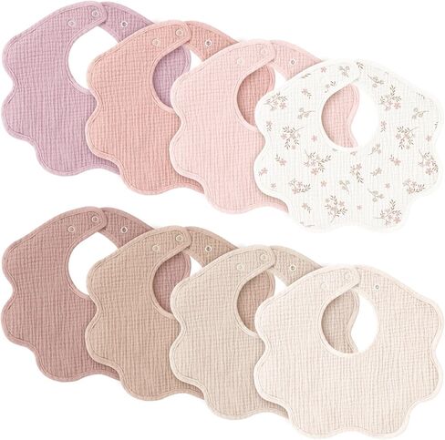 Konssy 8-Pack Muslin Baby Bibs for Teething and Drooling in Saudi Arabia