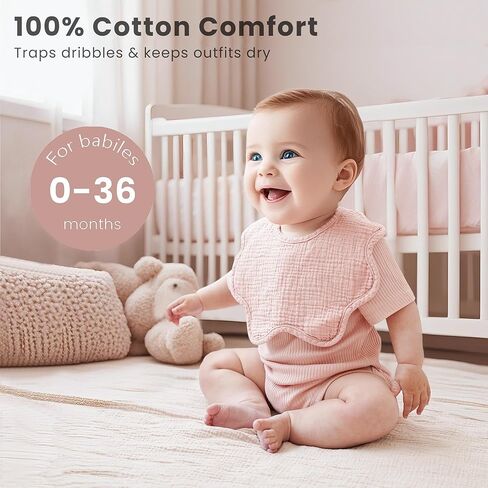 Konssy 8-Pack Muslin Baby Bibs for Teething and Drooling in Saudi Arabia