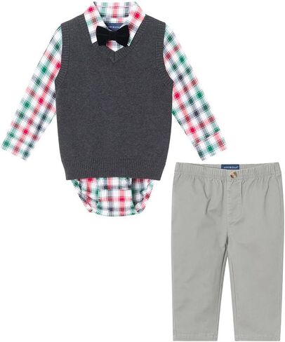 Charcoal Plaid Infant Sweater Vest Set in Saudi Arabia
