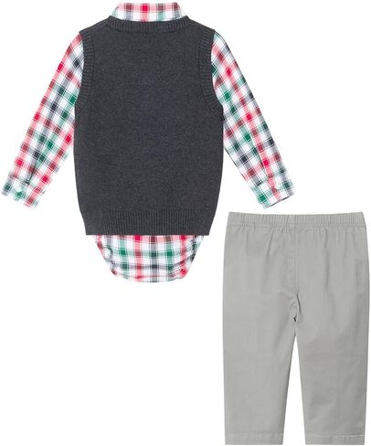 Charcoal Plaid Infant Sweater Vest Set in Saudi Arabia
