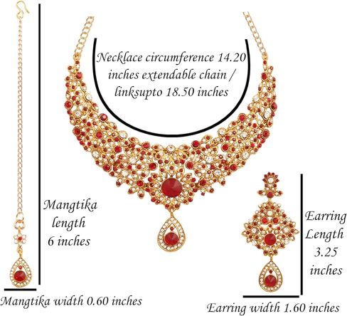 Touchstone New Indian Bollywood Charming Look Fine Filigree Sparkling Rhinestones Designer Jewelry Necklace Set in Gold Tone for Women. in Kuwait
