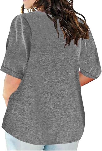 Plus Size Tops for Women V Neck Short Sleeve Shirt Summer Blouse Tunic Tops to Hide Belly Loose Fit Basic Tee Tshirt in Saudi Arabia