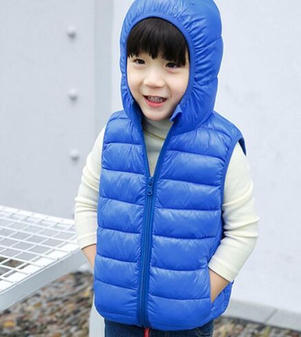 Child Kids Toddler Baby Boys Girls Sleeveless Winter Solid Coats Hooded Jacket Vest Outer Boys Long Sleeve Shirts in Kuwait