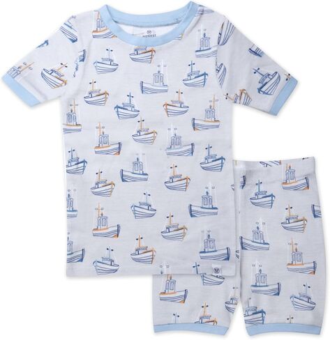 HonestBaby 2-Pack Short Sleeve Pajamas 100% Organic Cotton for Baby Boys, Unisex in Saudi Arabia