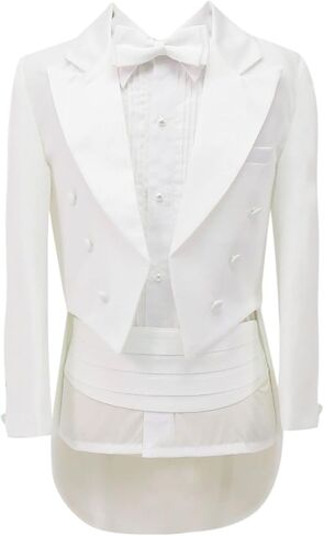 Baby Boys Morning Tail Tuxedo Suit Christening Baptism Communion Wedding Pageboy 5 Piece Complete Set in Kuwait