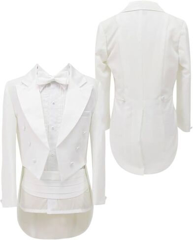 Baby Boys Morning Tail Tuxedo Suit Christening Baptism Communion Wedding Pageboy 5 Piece Complete Set in Kuwait