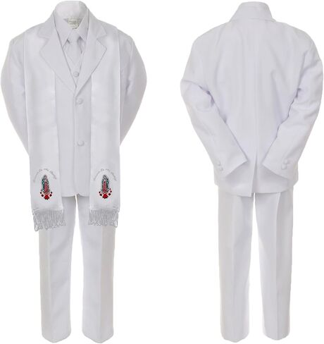 Baby Boy Christening Formal Suit Silver Guadalupe Virgin Mary on Stole SM-20 in Kuwait