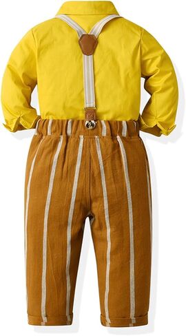 Toddler Boy Tuxedo Dress Set Baby Bowtie Shirt Outfits Suspenders Wedding Suit Party Jacket Pant Clothes Outfits Sets in Saudi Arabia