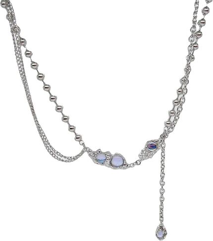 Buyongwant Irregular Necklace Moonlight Stone Splice Personalized Versatile Collar Chain Fashion Women's Pendant 16.34 Inch in Kuwait