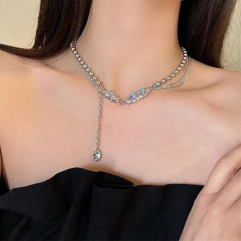 Buyongwant Irregular Necklace Moonlight Stone Splice Personalized Versatile Collar Chain Fashion Women's Pendant 16.34 Inch in Kuwait