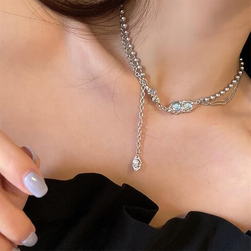 Buyongwant Irregular Necklace Moonlight Stone Splice Personalized Versatile Collar Chain Fashion Women's Pendant 16.34 Inch in Kuwait