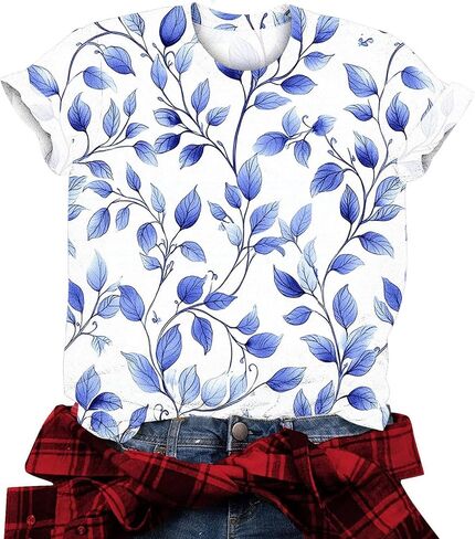 Plus Size Tops for Women Short Sleeve Dressy Casual Summer Tunic Graphic Tees Novetly Floral Shirts Tshirts Blouse in Kuwait