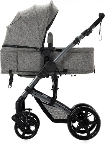 2 in 1 Baby Stroller, Convertible Pram, Reversible Standard Stroller, Portable Baby Buggy, Infant Carriage, Foldable High Landscape Pushchair for Toddler Newborn (225 Black Gold) in Kuwait