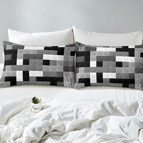 Feelyou Toddler Building Blocks Fitted Sheet Twin Size Kids Toy Brick Bedding Set for Boys Teens Games Bed Sheet Set Breathable Colorful Bed Cover Room Decor in Kuwait