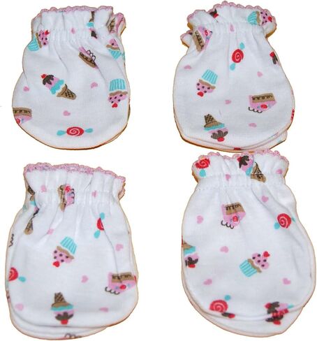 4 Pairs Cotton Newborn Baby/Infant No Scratch Mittens Gloves (Yellow) in Saudi Arabia
