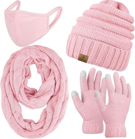 URATOT Winter Knitted Warm Set Infinity Scarf and Hat Touch Screen Gloves for Men and Women in Saudi Arabia
