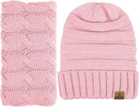 URATOT Winter Knitted Warm Set Infinity Scarf and Hat Touch Screen Gloves for Men and Women in Saudi Arabia